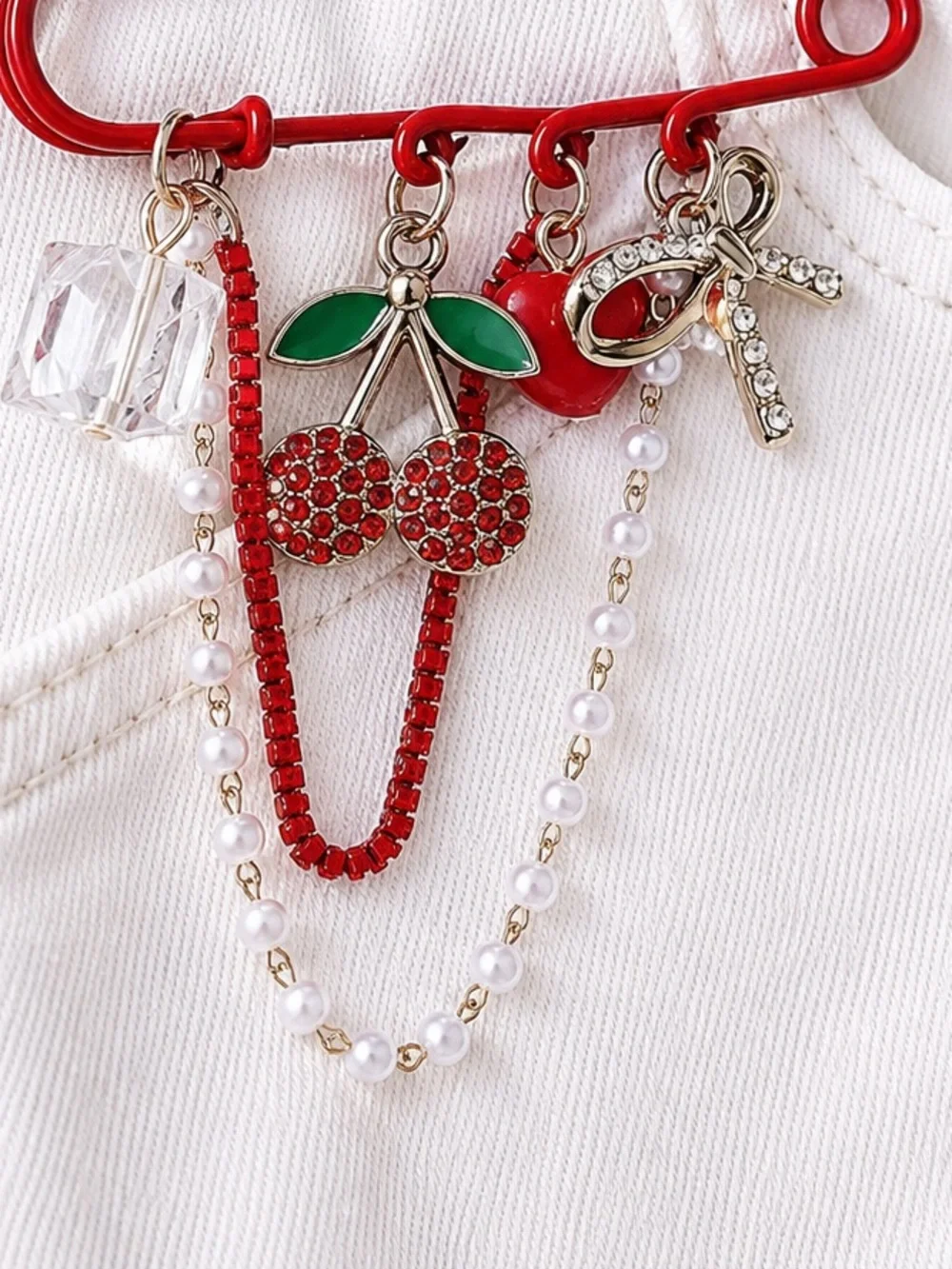 Multi Chain Pearl Brooch Pin Women Jewelry
